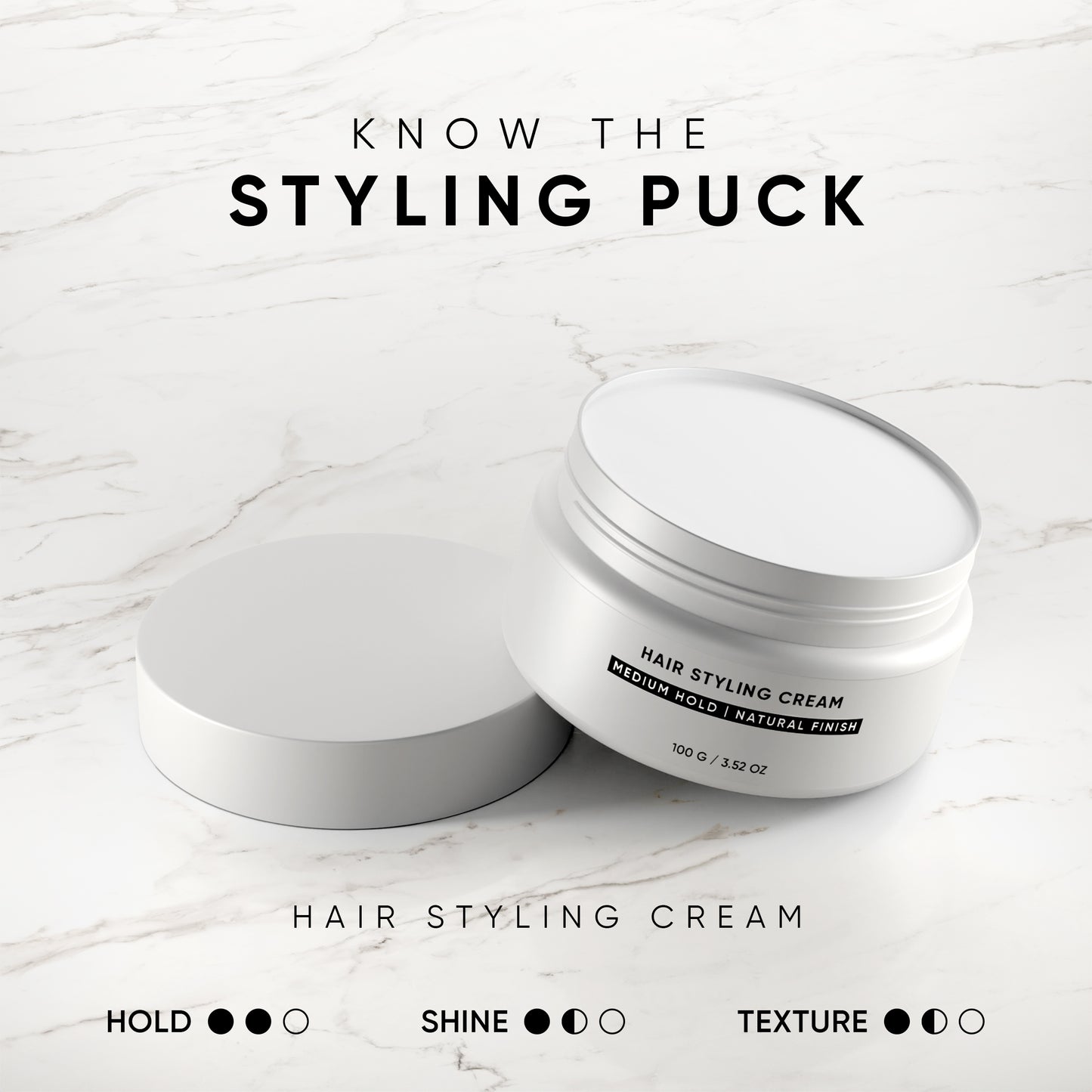 dasher lightweight hair cream styling puck medium hold natural look