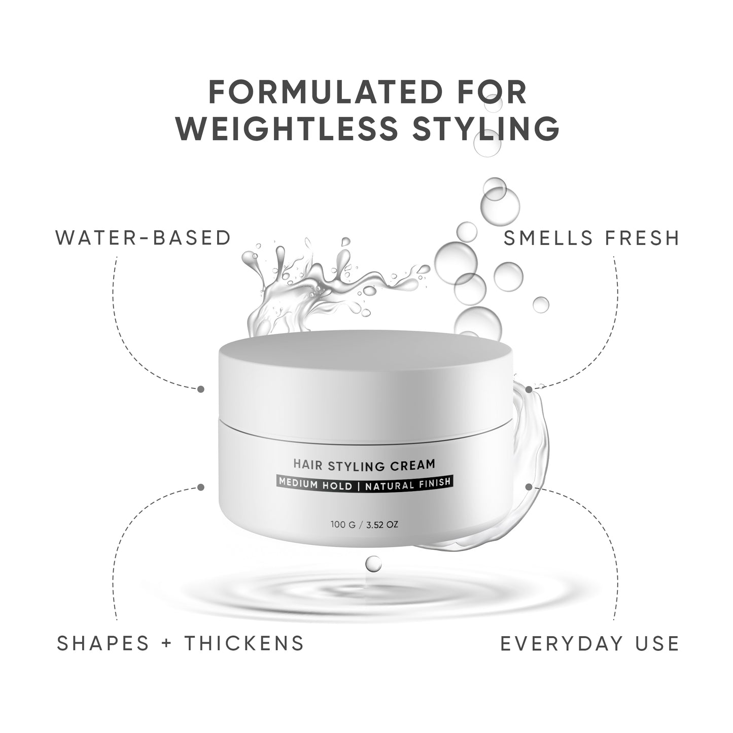 dasher lightweight hair cream styling puck medium hold natural look